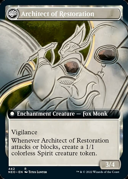 The Restoration of Eiganjo (Extended Art) (NEO-442) - Kamigawa: Neon Dynasty: (Extended Art, fandfc, enchantment)