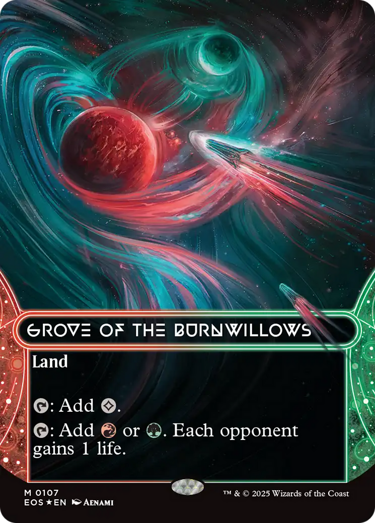 Grove of the Burnwillows (0107) (Borderless) (Galaxy Foil) [Edge of Eternities: Stellar Sights] | The CG Realm