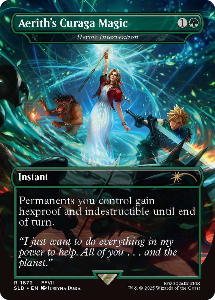 Aerith's Curaga Magic - Heroic Intervention (SLD-1872) - Secret Lair Drop / Aerith's Curaga Magic (Borderless) Foil