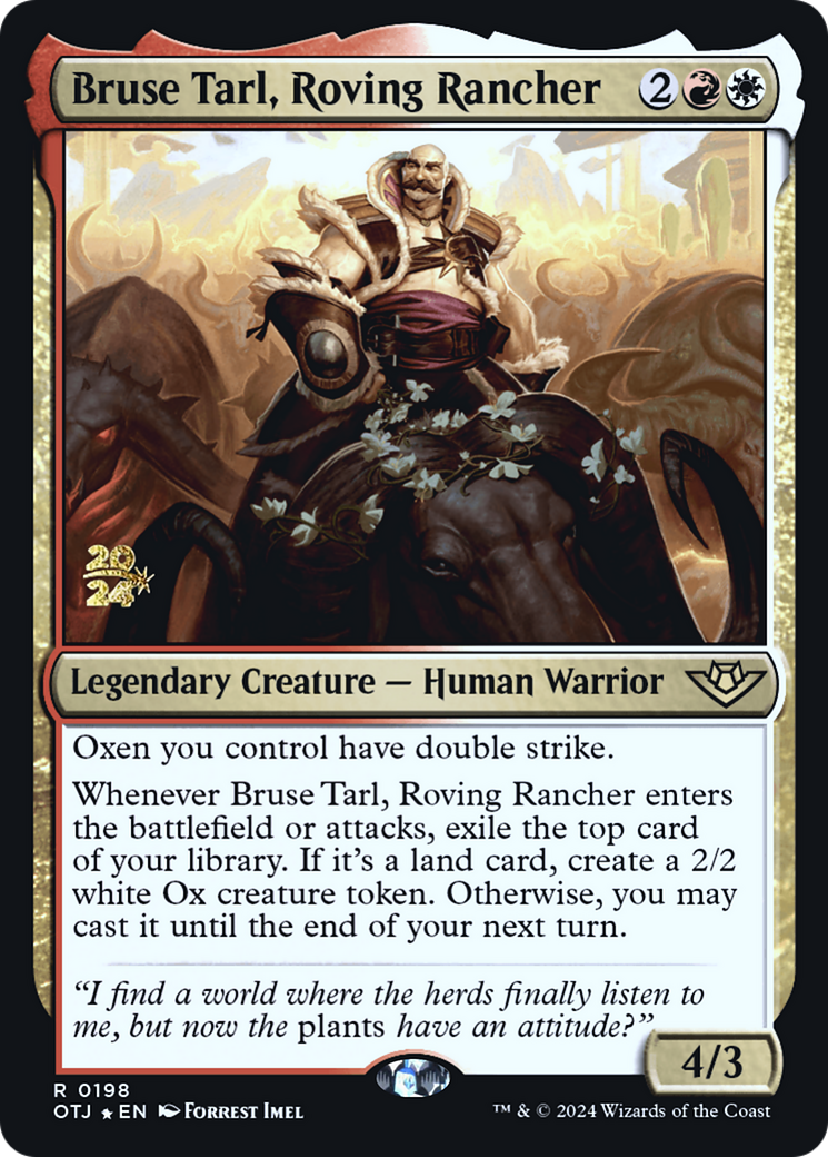 Bruse Tarl, Roving Rancher (PRE-198) - Outlaws of Thunder Junction Promos Foil