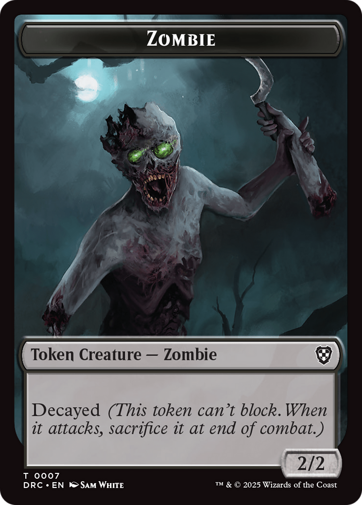 Timeless Dragon // Zombie (0007) Double-Sided Token (DRC-6 // 7) - Commander: Aetherdrift Foil