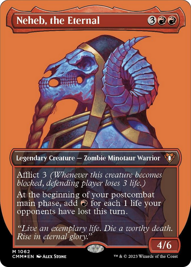 Neheb, the Eternal (Borderless Textured Foil Frame Break) [Commander Masters] | The CG Realm