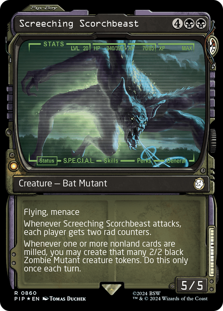 Screeching Scorchbeast (Showcase) (Surge Foil) [Fallout] | The CG Realm
