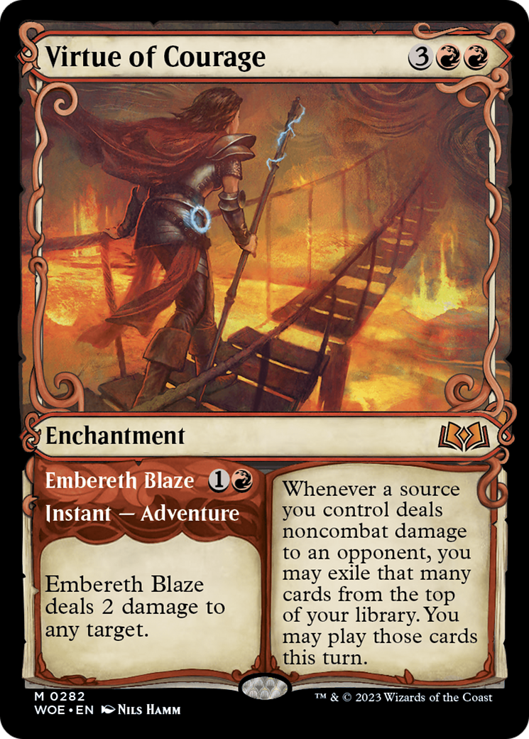 Virtue of Courage (Showcase) (WOE-282) - Wilds of Eldraine: (Showcase)