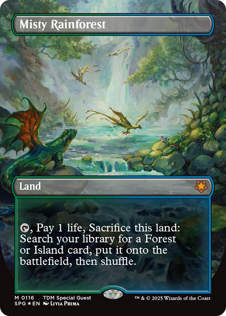 Misty Rainforest (Borderless) (Dragonscale Foil) [Tarkir: Dragonstorm Special Guests] | The CG Realm