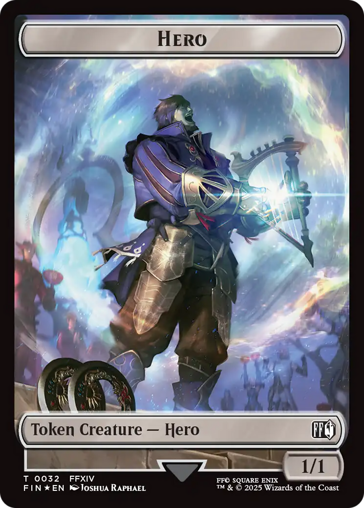 Human Soldier // Hero (0032) Double-Sided Token (Surge Foil) (FIC-1 // 32) - Commander: FINAL FANTASY Foil