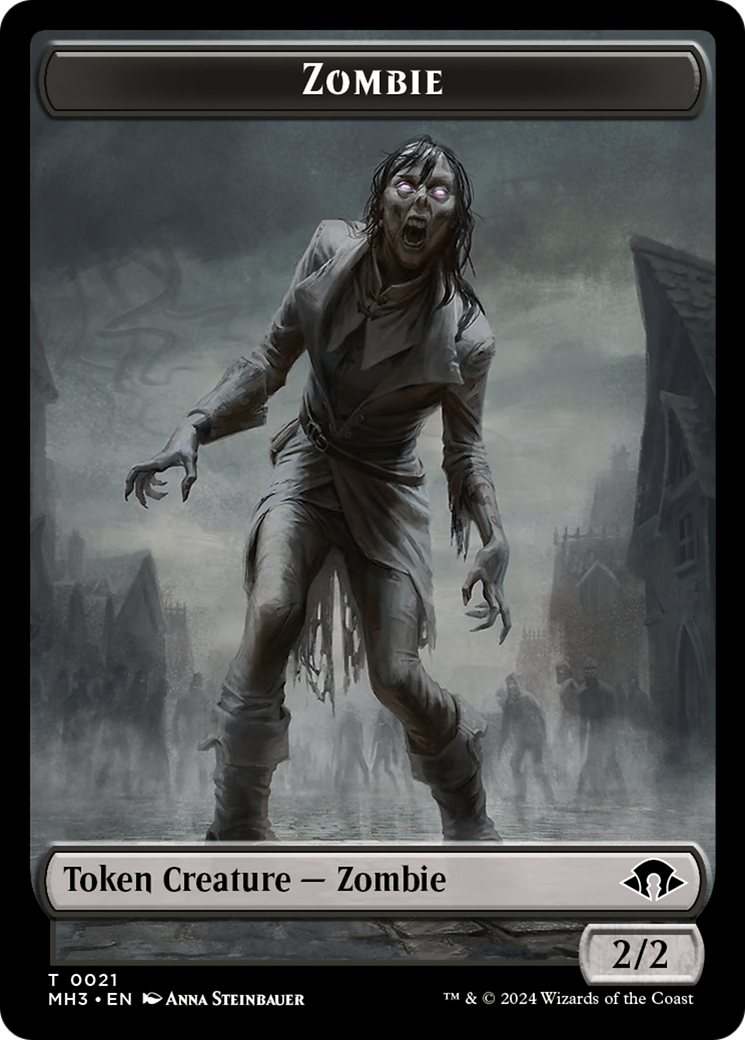 Insect (0043) (Ripple Foil) // Zombie Double-Sided Token (MH3-43 // 21) - Modern Horizons 3 Foil
