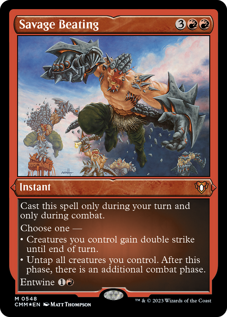 Savage Beating (Foil Etched) [Commander Masters] | The CG Realm