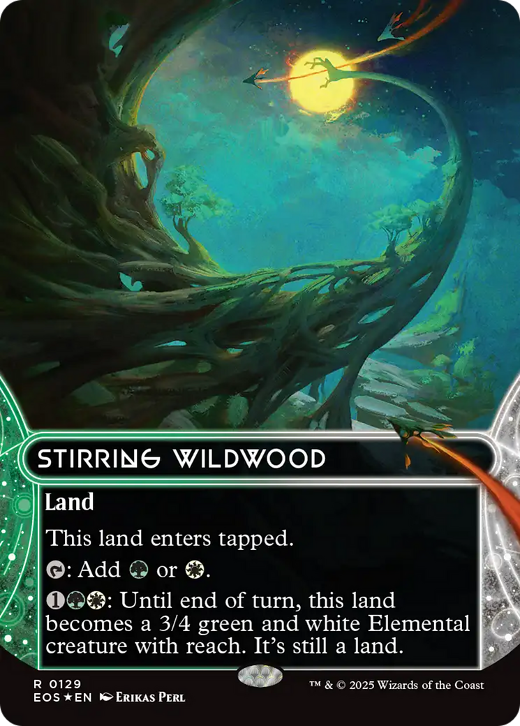 Stirring Wildwood (0129) (Borderless) (Galaxy Foil) [Edge of Eternities: Stellar Sights] | The CG Realm