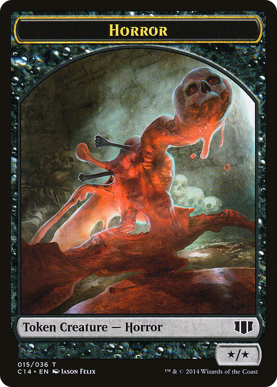 Horror // Zombie (Black) Double-sided Token (C14-15 // 16) - Commander 2014 Tokens