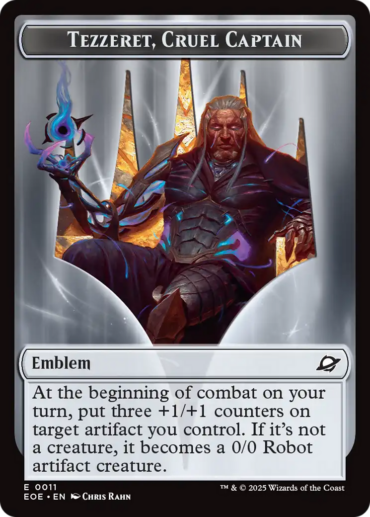Robot // Emblem - Tezzeret, Cruel Captain Double-Sided Token [Edge of Eternities Tokens] | The CG Realm