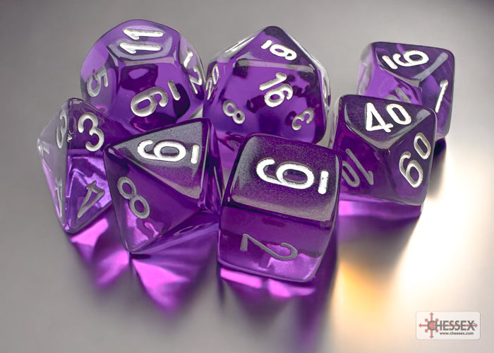 MINI TRANSLUCENT 7-DIE SET PURPLE/WHITE