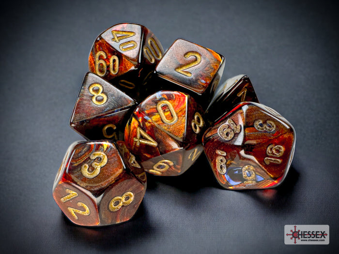 MINI SCARAB 7-DIE SET BLUE BLOOD/GOLD