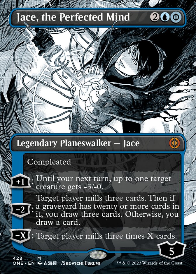 Jace, the Perfected Mind (Borderless Manga Step-and-Compleat Foil) [Phyrexia: All Will Be One] | The CG Realm