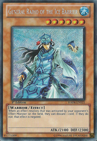 General Raiho of the Ice Barrier [HA04-EN025] Secret Rare | The CG Realm