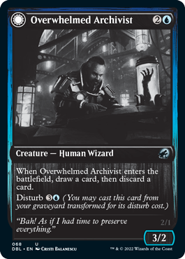Overwhelmed Archivist (DBL-068) - Innistrad: Double Feature: (Double Faced Transform)