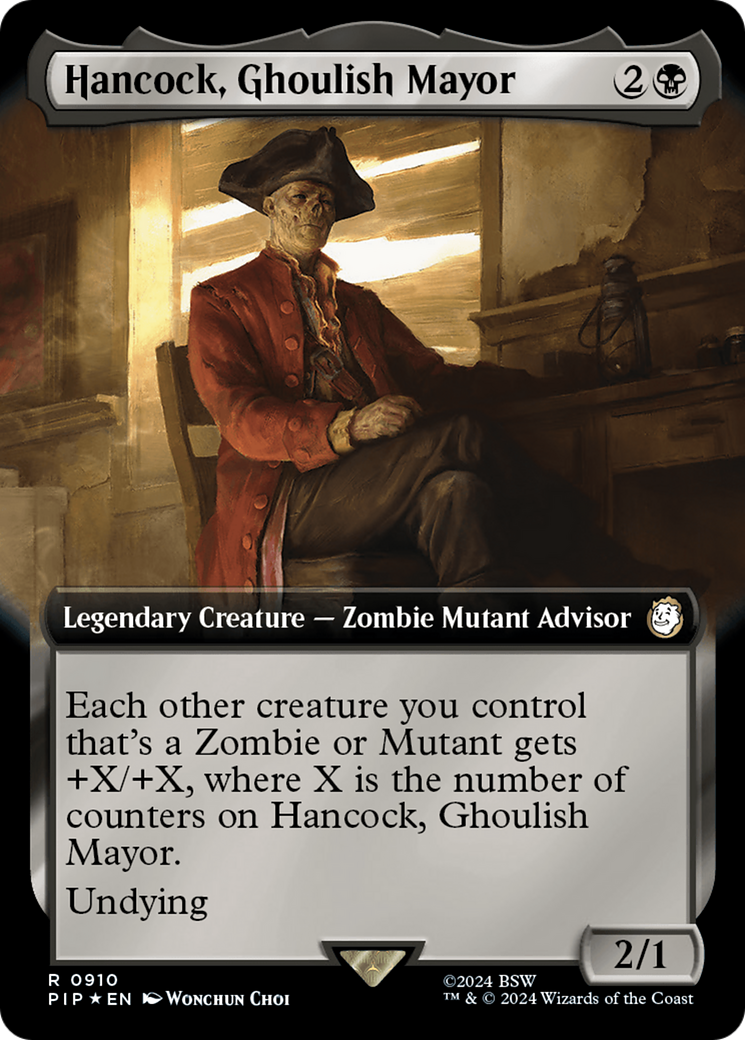 Hancock, Ghoulish Mayor (Extended Art) (Surge Foil) [Fallout] | The CG Realm