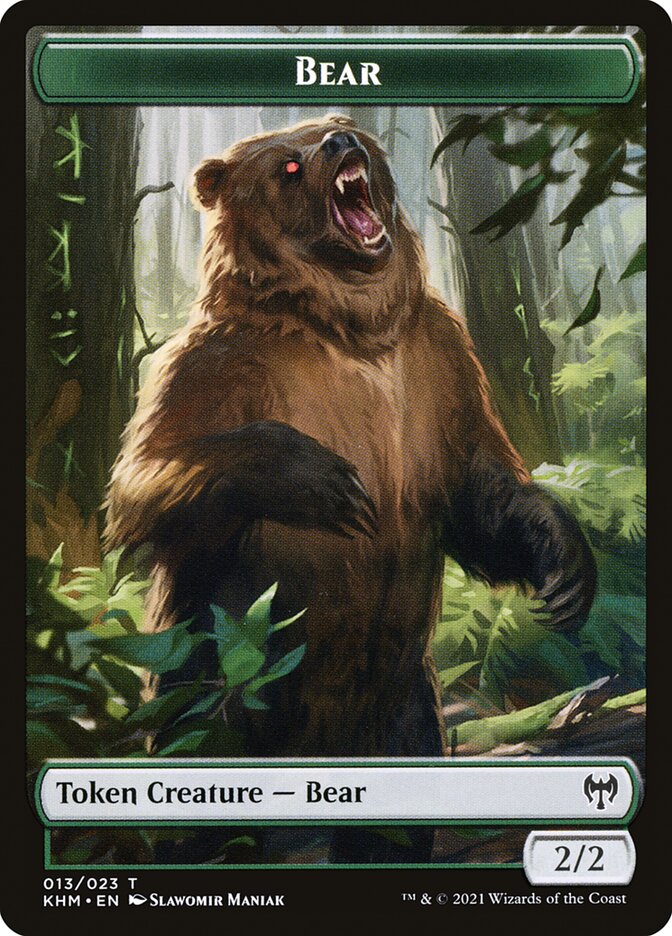 Elf Warrior // Bear Double-Sided Token [Kaldheim Tokens] | The CG Realm