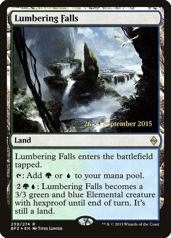 Lumbering Falls [Battle for Zendikar Prerelease Promos] | The CG Realm