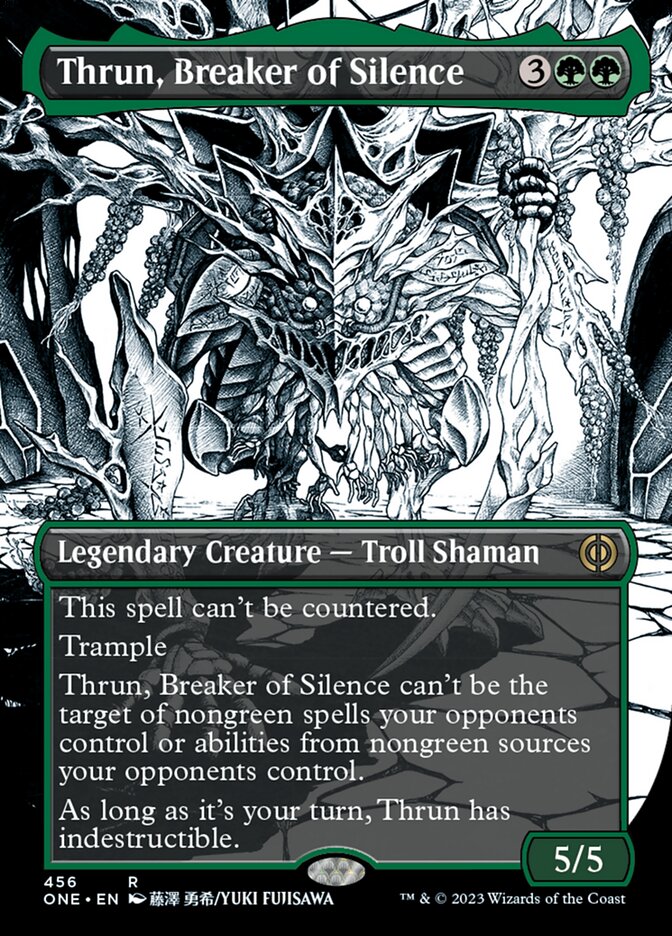 Thrun, Breaker of Silence (Borderless Manga Step-and-Compleat Foil) [Phyrexia: All Will Be One] | The CG Realm