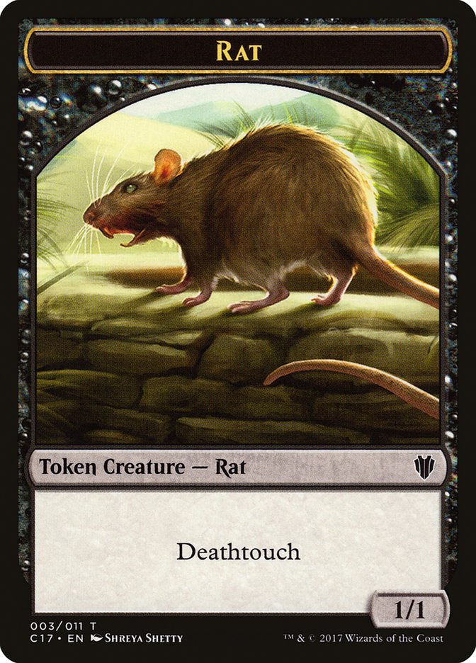 Cat Warrior (008) // Rat (003) Double-Sided Token [Commander 2017 Tokens] | The CG Realm