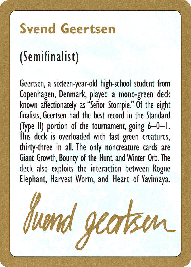 Svend Geertsen Bio [World Championship Decks 1997] | The CG Realm