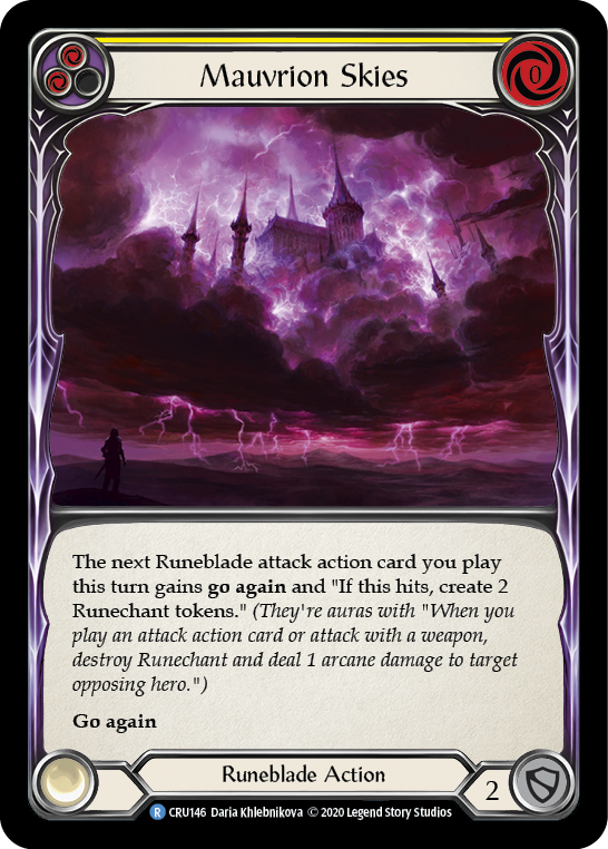 Mauvrion Skies (Yellow) [CRU146] (Crucible of War)  1st Edition Normal | The CG Realm