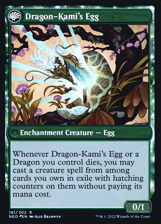 The Dragon-Kami Reborn (PRE-181) - Kamigawa: Neon Dynasty Promos: (fandfc, enchantment) Foil