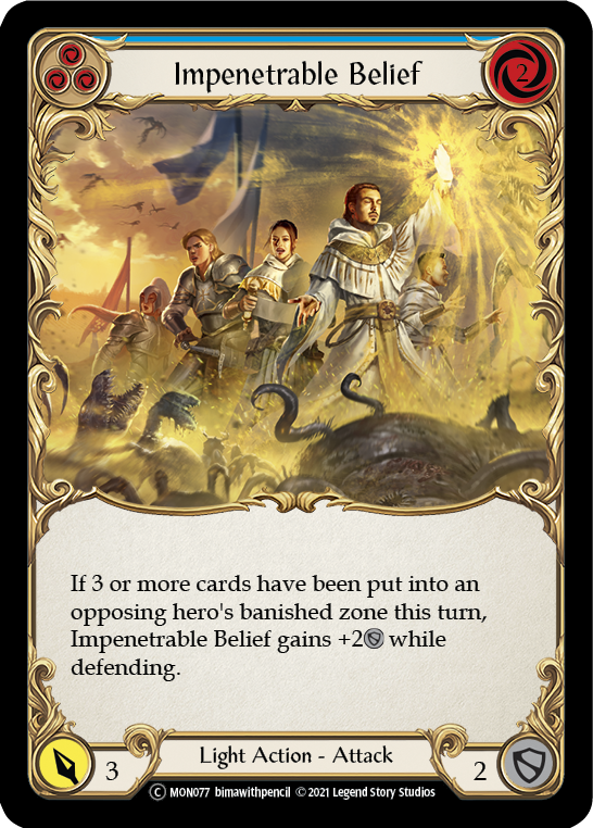 Impenetrable Belief (Blue) [U-MON077-RF] (Monarch Unlimited)  Unlimited Rainbow Foil | The CG Realm