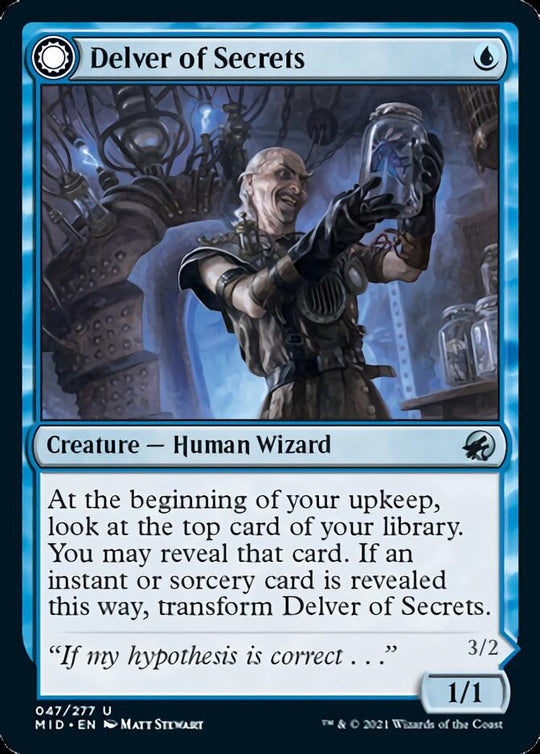 Delver of Secrets (MID-047) - Innistrad: Midnight Hunt: (Double Faced Transform)