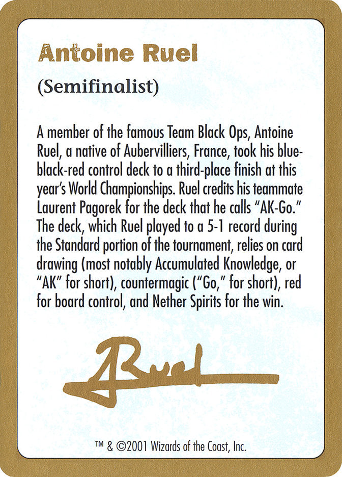 Antoine Ruel Bio [World Championship Decks 2001] | The CG Realm