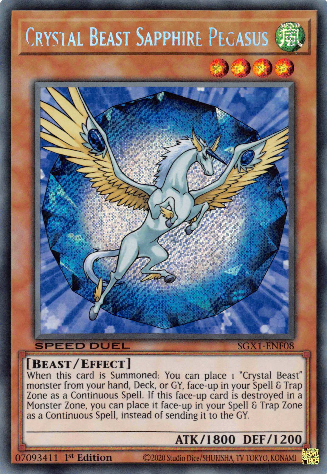 Crystal Beast Sapphire Pegasus [SGX1-ENF08] Secret Rare | The CG Realm