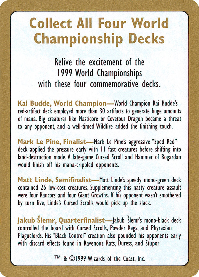 1999 World Championships Ad [World Championship Decks 1999] | The CG Realm