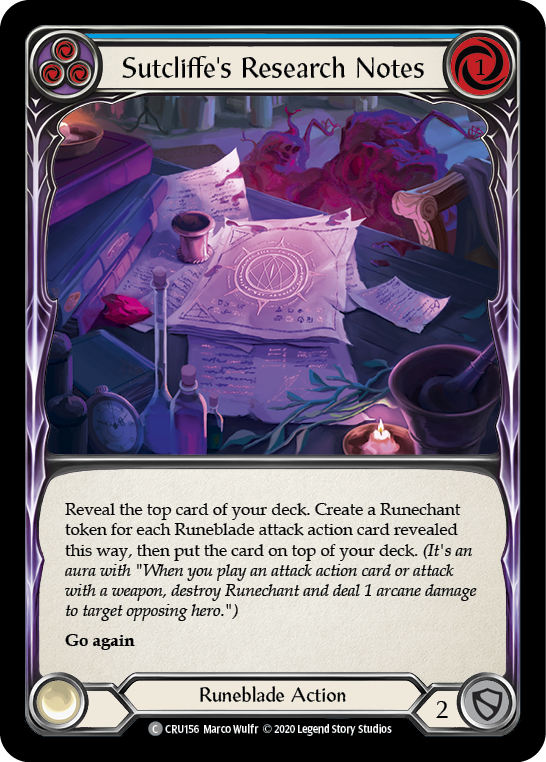 Sutcliffe's Research Notes (Blue) [CRU156] (Crucible of War)  1st Edition Normal | The CG Realm