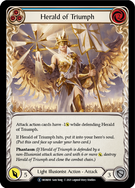 Herald of Triumph (Blue) [U-MON010-RF] (Monarch Unlimited)  Unlimited Rainbow Foil | The CG Realm