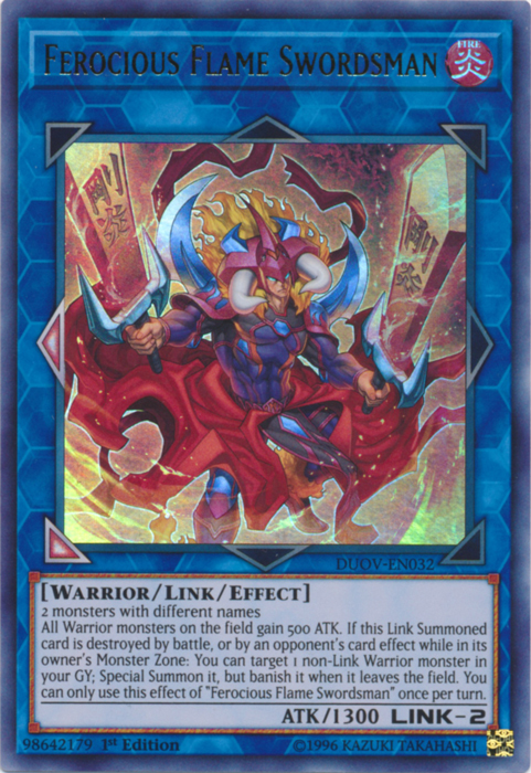 Ferocious Flame Swordsman [DUOV-EN032] Ultra Rare | The CG Realm