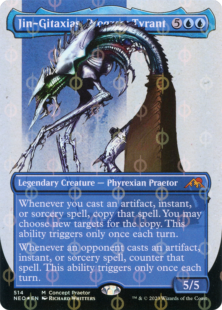 Jin-Gitaxias, Progress Tyrant (Borderless Concept Praetors Step-and-Compleat Foil) [Phyrexia: All Will Be One] | The CG Realm