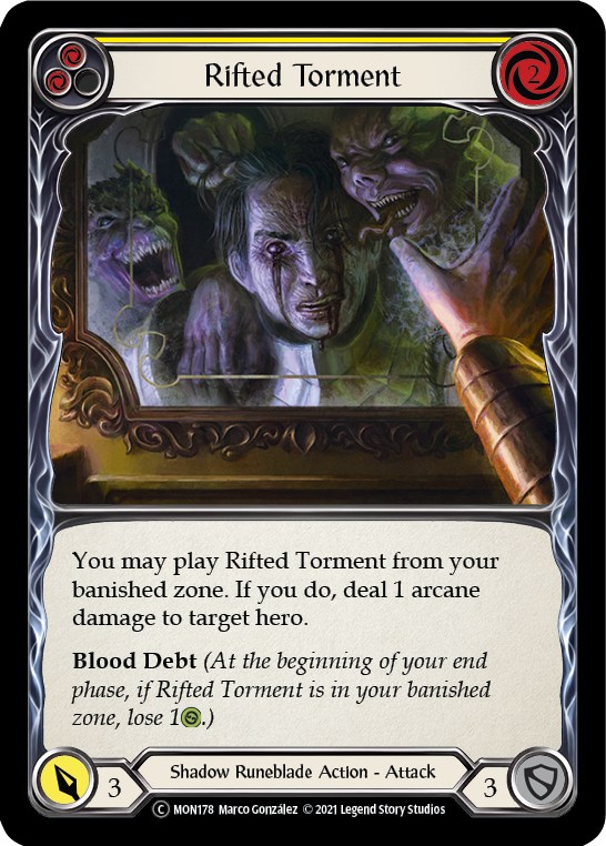 Rifted Torment (Yellow) [U-MON178-RF] (Monarch Unlimited)  Unlimited Rainbow Foil | The CG Realm