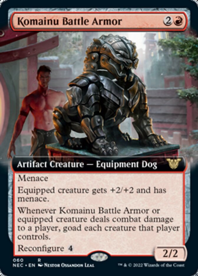 Komainu Battle Armor (Extended Art) [Kamigawa: Neon Dynasty Commander] | The CG Realm