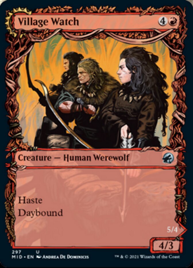 Village Watch (Showcase) (MID-297) - Innistrad: Midnight Hunt: (Showcase, Double Faced Transform)