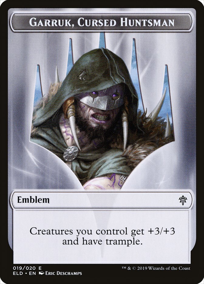 Garruk, Cursed Huntsman Emblem [Throne of Eldraine Tokens] | The CG Realm