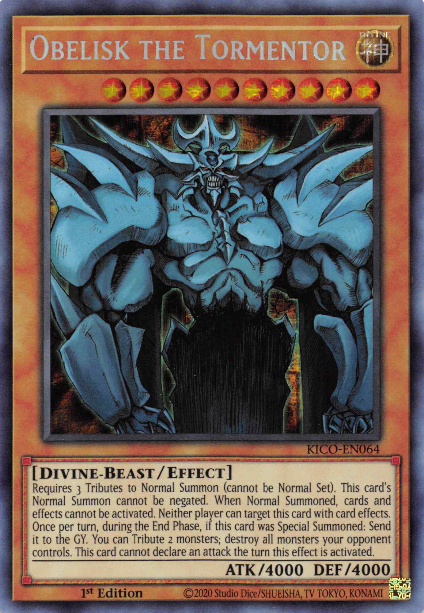 Obelisk the Tormentor (Secret Pharaoh's Rare) [KICO-EN064] Secret Pharaoh's Rare | The CG Realm