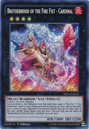 Brotherhood of the Fire Fist - Cardinal [MP14-EN031] Secret Rare | The CG Realm