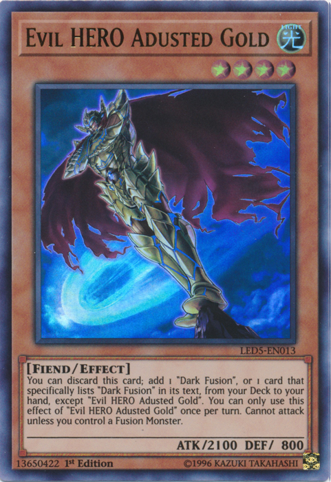 Evil Hero Adusted Gold [LED5-EN013] Ultra Rare | The CG Realm