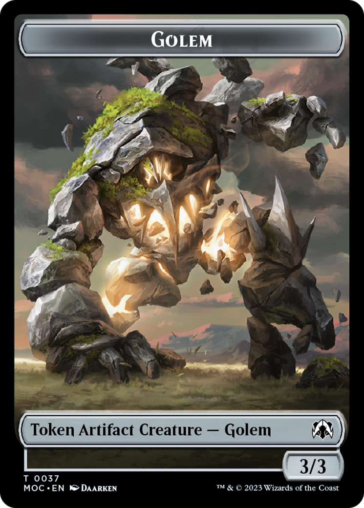 Golem // Clue Double-Sided Token [March of the Machine Commander Tokens] | The CG Realm