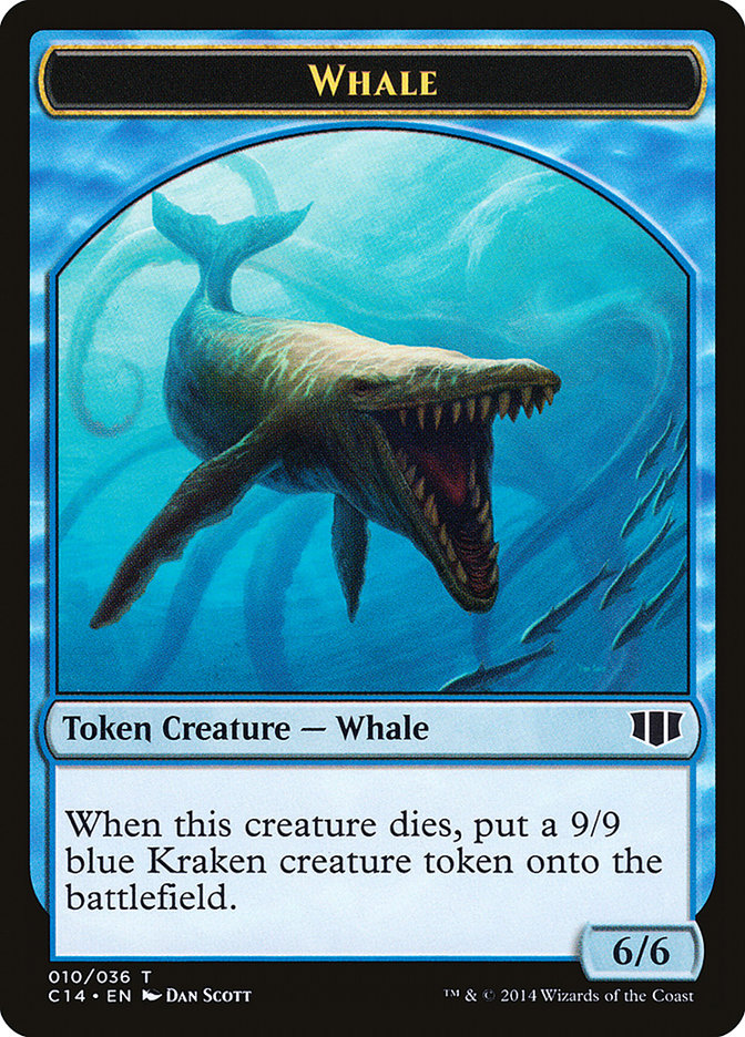 Whale // Zombie (Blue) Double-sided Token (C14-010) - Commander 2014 Tokens