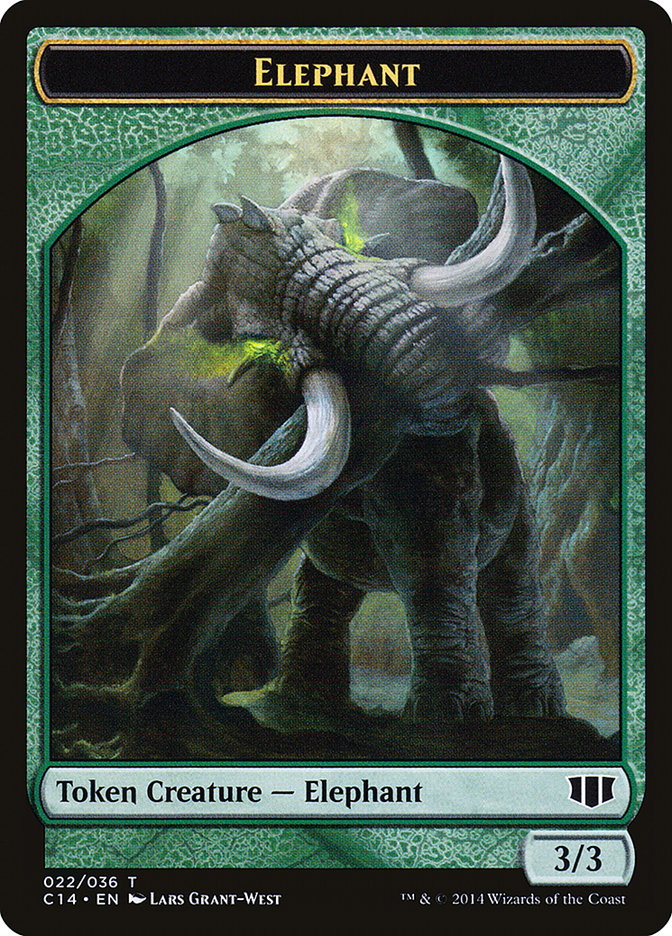 Elephant // Elf Warrior Double-sided Token (C14-22 // 24) - Commander 2014 Tokens