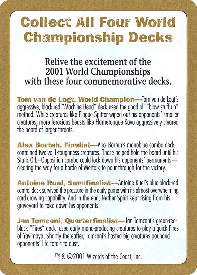 2001 World Championships Ad [World Championship Decks 2001] | The CG Realm