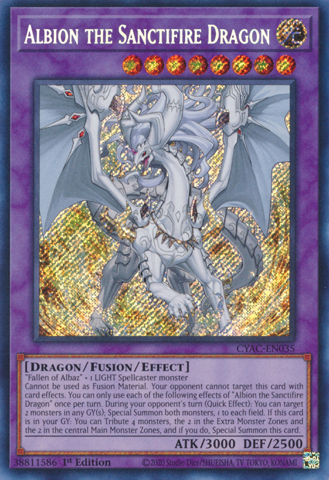 Albion the Sanctifire Dragon [CYAC-EN035] Secret Rare | The CG Realm