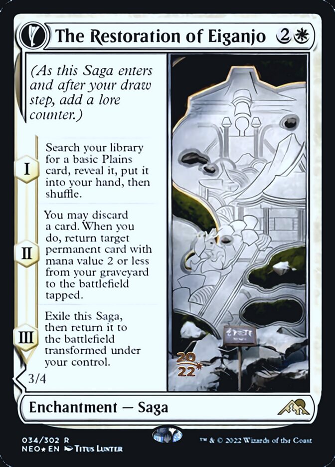 The Restoration of Eiganjo (PRE-034) - Kamigawa: Neon Dynasty Promos: (fandfc, enchantment) Foil